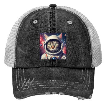 Discover space cat Trucker Hats