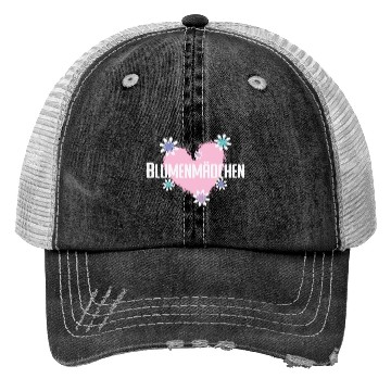 Discover Flower Girl with pink Heart Trucker Hats