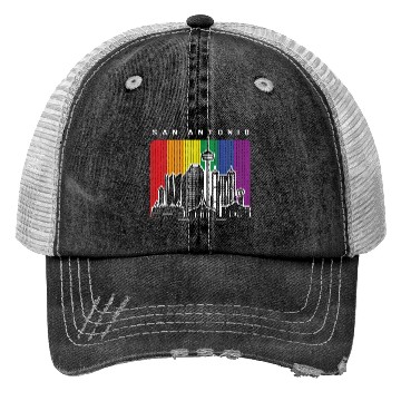 Discover San Antonio Texas Rainbow Flag LGBTQAI Pride Trucker Hats