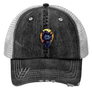 Discover Spooky Cat and Pumpkin Head: A Scary and Funny Trucker Hats