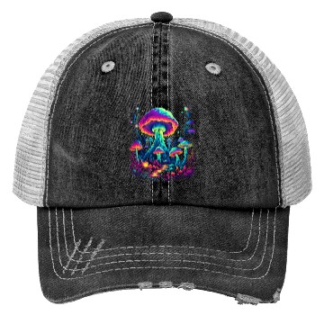 Discover Trippy Mushroom Forest Trucker Hats
