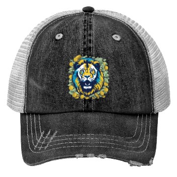 Discover Money Lion Art Trucker Hats