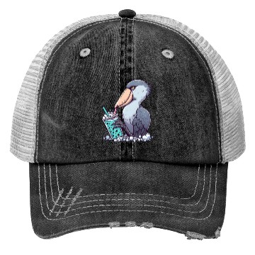 Discover Beaked stork with bubble tea Trucker Hats