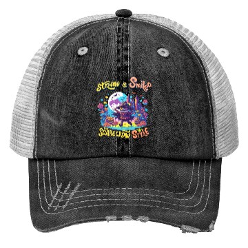 Discover Straw & Smile The Scarecrow Funny Cute Halloween Trucker Hats