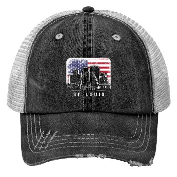 Discover St. Louis Missouri American Flag Vintage Trucker Hats