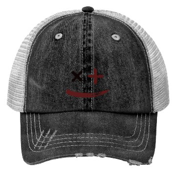 Discover White and Black Smile Confuse Trucker Hats Template 2