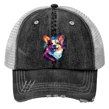 Discover Watercolor Colorful Corgi Trucker Hats