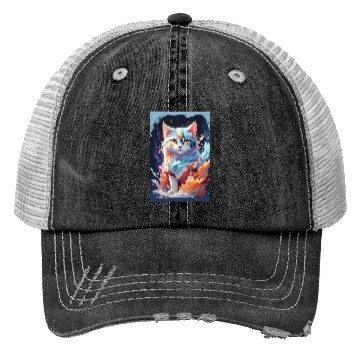 Discover Cute Crystal Fantasy Cat Design Trucker Hats