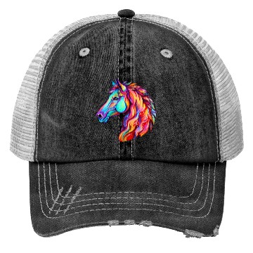 Discover Psychedelic Horse Head Gallop Equine Equestrian Trucker Hats