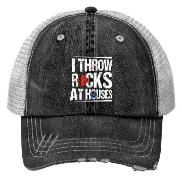 Discover I Throw Rocks At Houses Ice Sport Curling Curler Trucker Hats