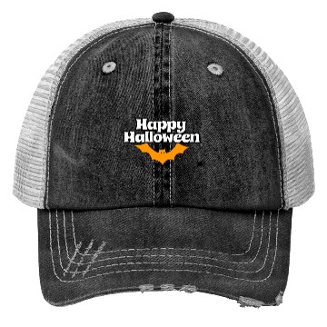 Discover Bat Graphic Happy Halloween Trucker Hats