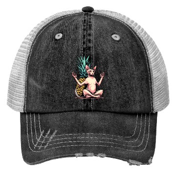 Discover Meditating Sphynx cat with pineapple Trucker Hats