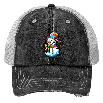 Discover Snowman / Winter / Snowflake / White / Frosti Trucker Hats