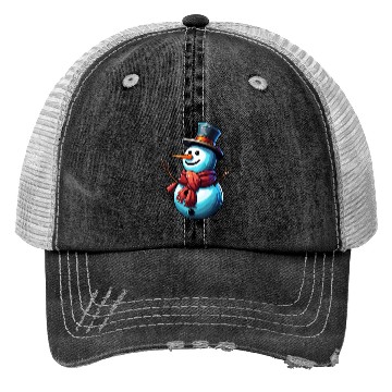 Discover Snowman / Winter / Snowflake / White / Frosti Trucker Hats