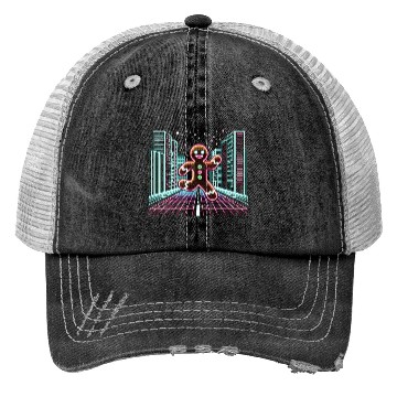 Discover The Gingerbread Sprinter - Retro Arcade Holiday Trucker Hats