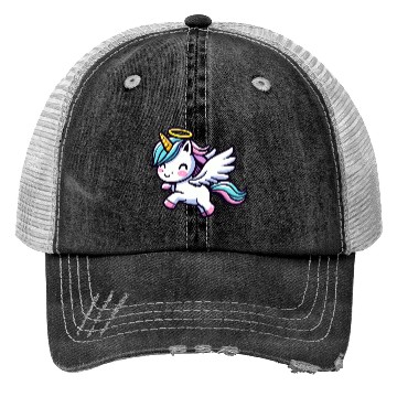 Discover Heavenly Unicorn: Sweet Magic with Angel Wings Trucker Hats