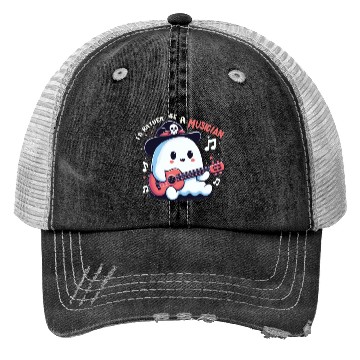 Discover cute ghost playing guitar, Id rather be musician Trucker Hats