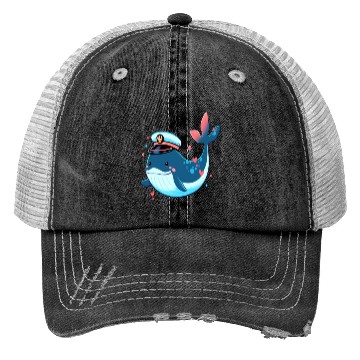 Discover Whale Sailor Cap Boat Captain Cap Boating Whale Trucker Hats