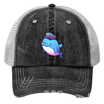 Discover Whale Sailor Cap Boat Captain Cap Boating Whale Trucker Hats