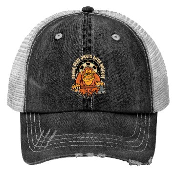 Discover Never Play Darts With Bigfoot Funny Bigfoot Axe Trucker Hats