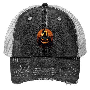 Discover Spooky Halloween Pumpkin Trucker Hats