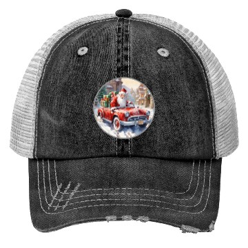 Discover Santa Claus rides in a convertible car Trucker Hats