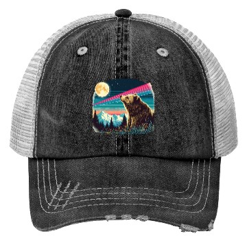 Discover Bear under the moonlight natural idyll Trucker Hats