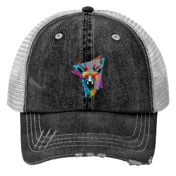 Discover Deer with sunglasses 80s 90s Trucker Hats