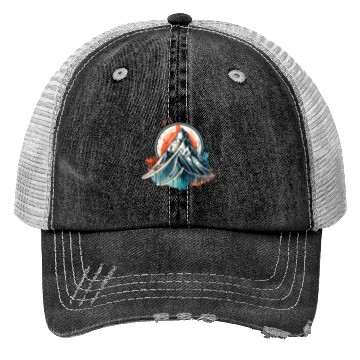 Discover A circular ink painting with mountains Trucker Hats