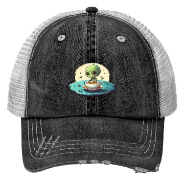 Discover green alien coffee coffee drinker Trucker Hats