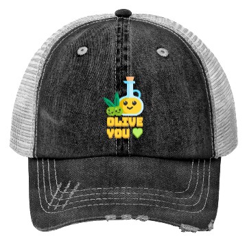Discover Olive You! Cute Olive I Love You Cartoon Trucker Hats