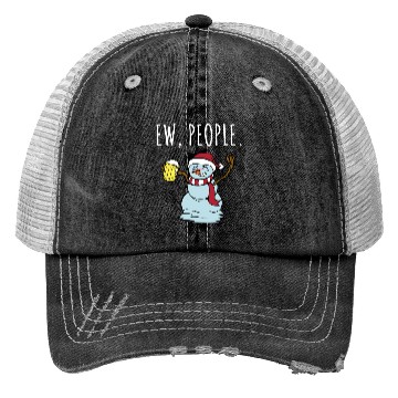 Discover Merry Christmas Ew People Drunk Beer Snowman Trucker Hats