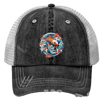 Discover Koi Fish Koi Carp Japanese Koi Garden-Pond Koi Trucker Hats