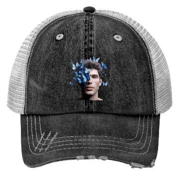 Discover Male Face with Blue Butterflies Trucker Hats
