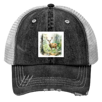 Discover Watercolor Deer Trucker Hats