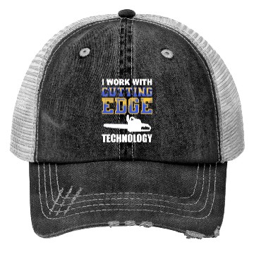 Discover Forest Arboriculturist Lumberjack Chainsaw Logo Trucker Hats