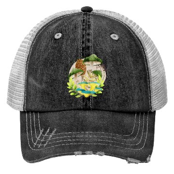 Discover Green and Brown Mushrooms Trucker Hats