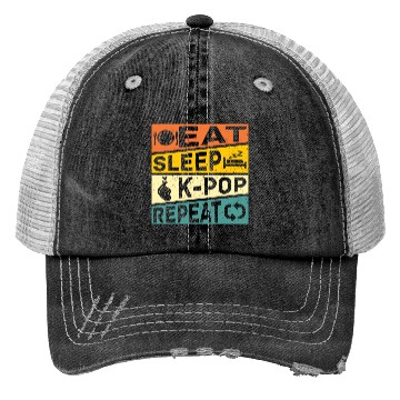 Discover Eat Sleep K Pop Repeat Retro K Pop Trucker Hats