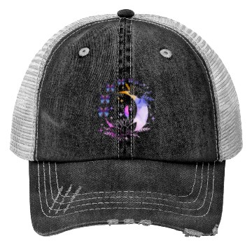 Discover Celestial Serenity Moon, Lotus, Feather, butterfly Trucker Hats