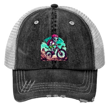 Discover MTB alien race on mountain bike Trucker Hats
