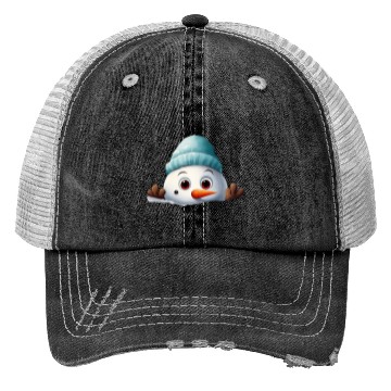 Discover Snowman Christmas watercolor Santa hat Trucker Hats