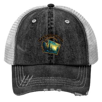 Discover Washington Wildlife - evergreen Trucker Hats