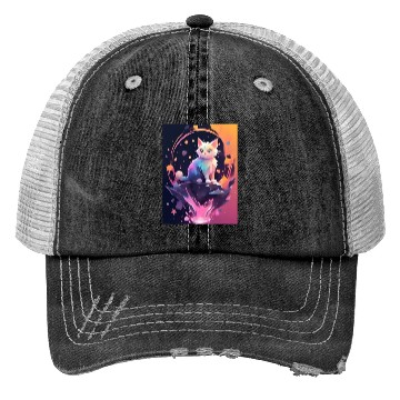 Discover Cute Crystal Fantasy Cat Design Trucker Hats
