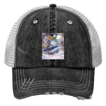 Discover Whale's Celestial Journey Trucker Hats