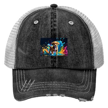 Discover Cute Puppy Made of Liquid Colours Trucker Hats