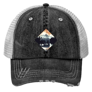 Discover Abstract bear in the mountains Trucker Hats