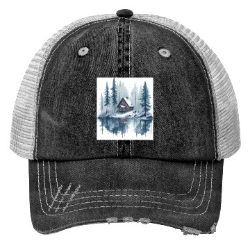Discover Winter cabin Trucker Hats