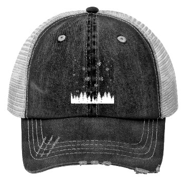 Discover Snowflakes And Pine Trees Trucker Hats