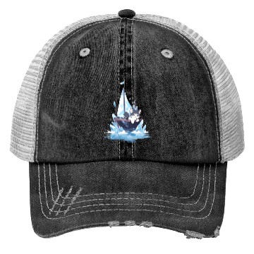 Discover Ice Sailing Cat Kitten Ice Sailor Ice Boating Trucker Hats