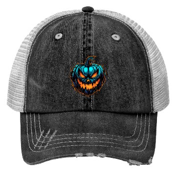 Discover Spooky Colorful Halloween Pumpkin Trucker Hats